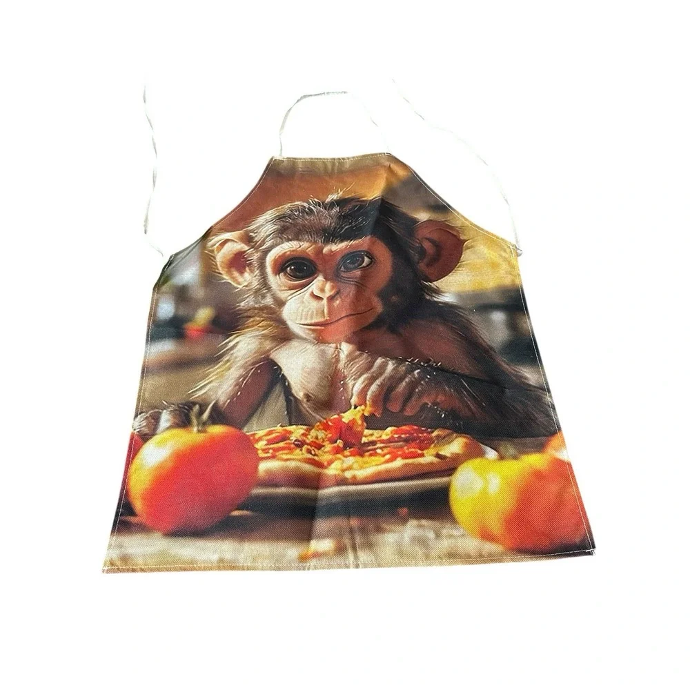 NEW novelty adult ONE SIZE apron full‎ coverage canvas funny MONKEY PIZZA
